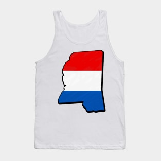 Red, White, and Blue Mississippi Outline Tank Top